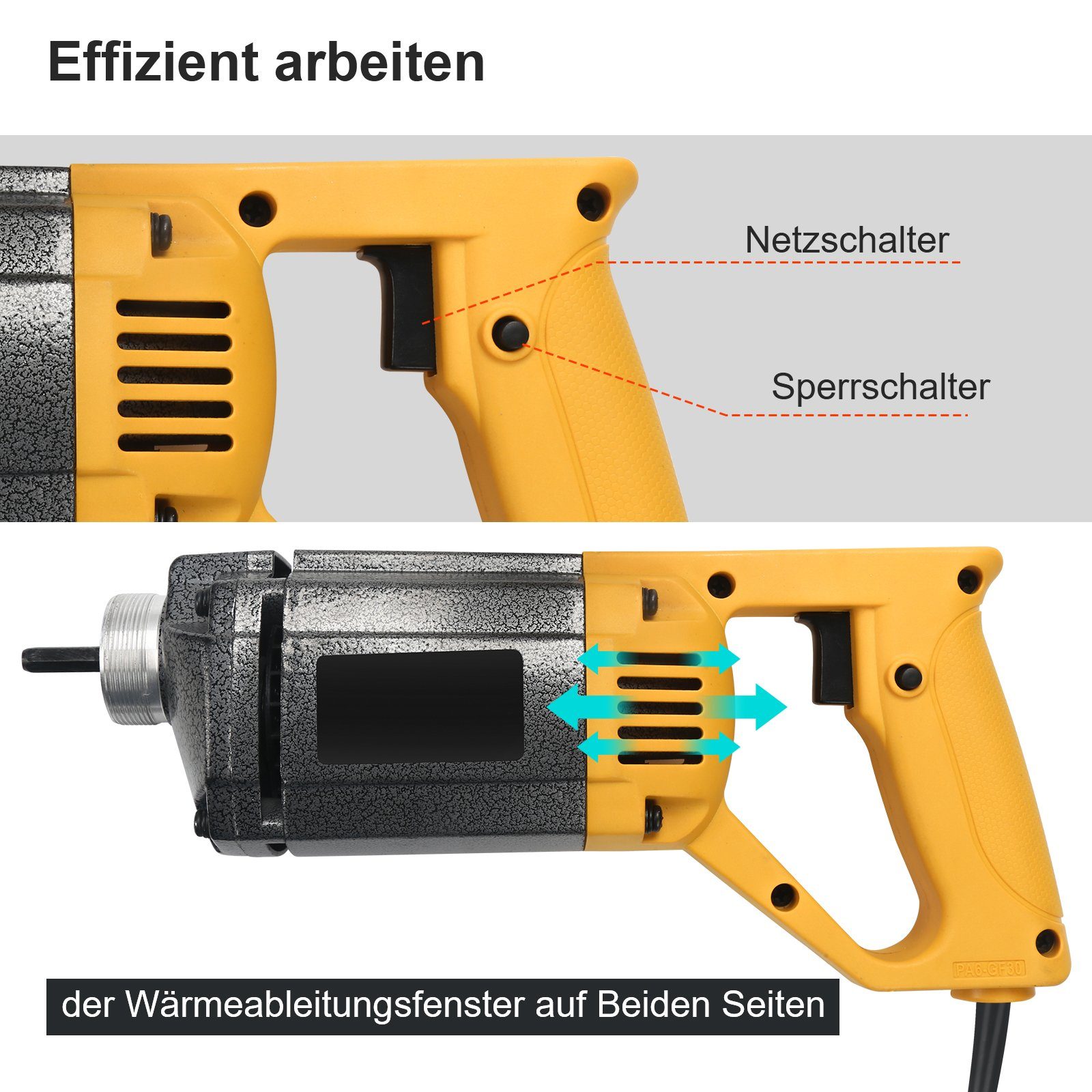 Clanmacy Rührwerk Betonrüttler Elektro 1.5m 220V Ø 35 mm Elektro 1000W Rüttelflasche