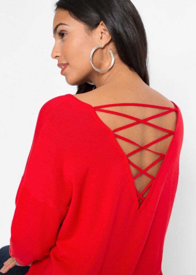 Pullover mit V-Ausschnitt hinten