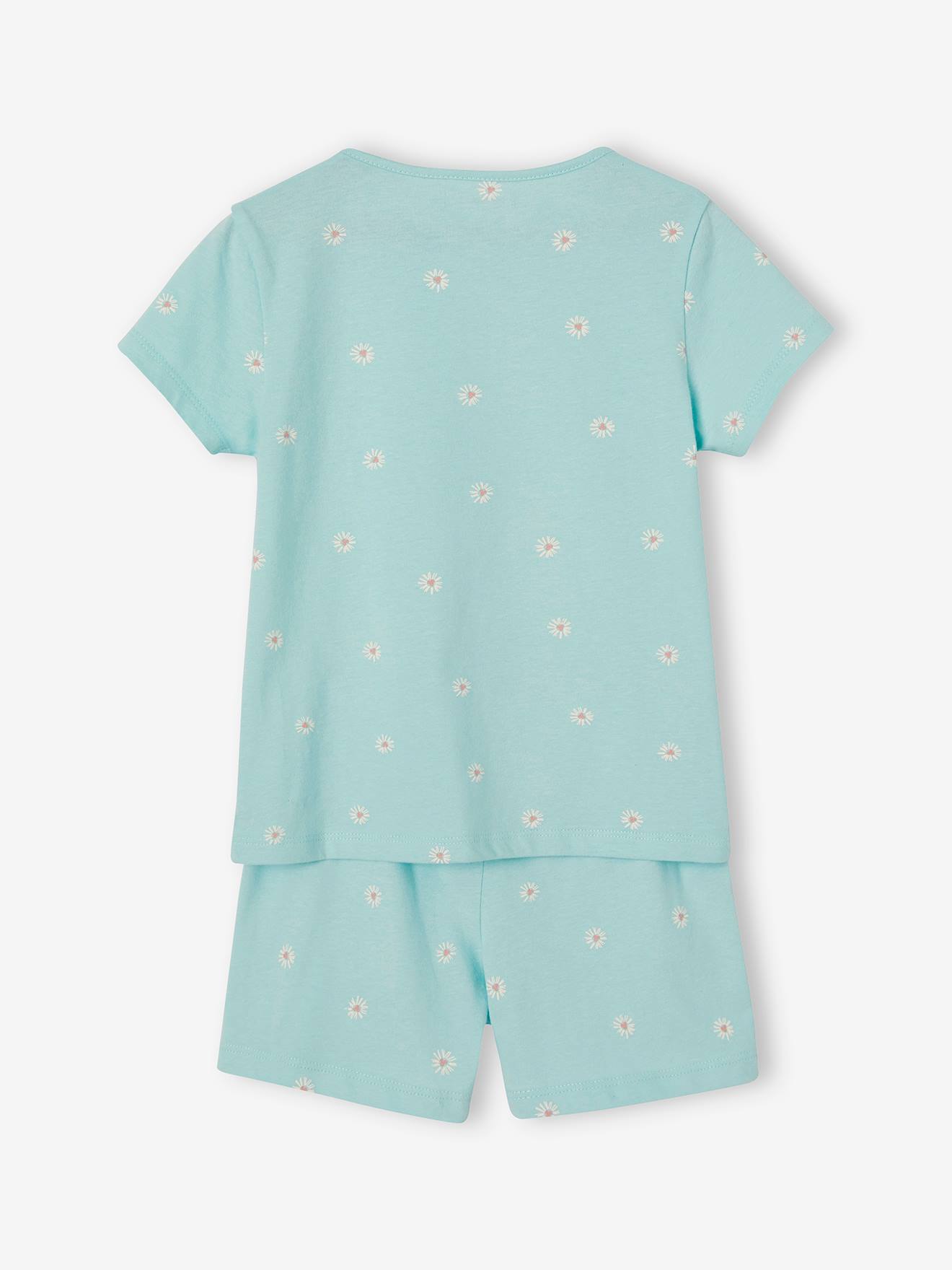 Pyjashort fille marguerites Basics vert d'eau