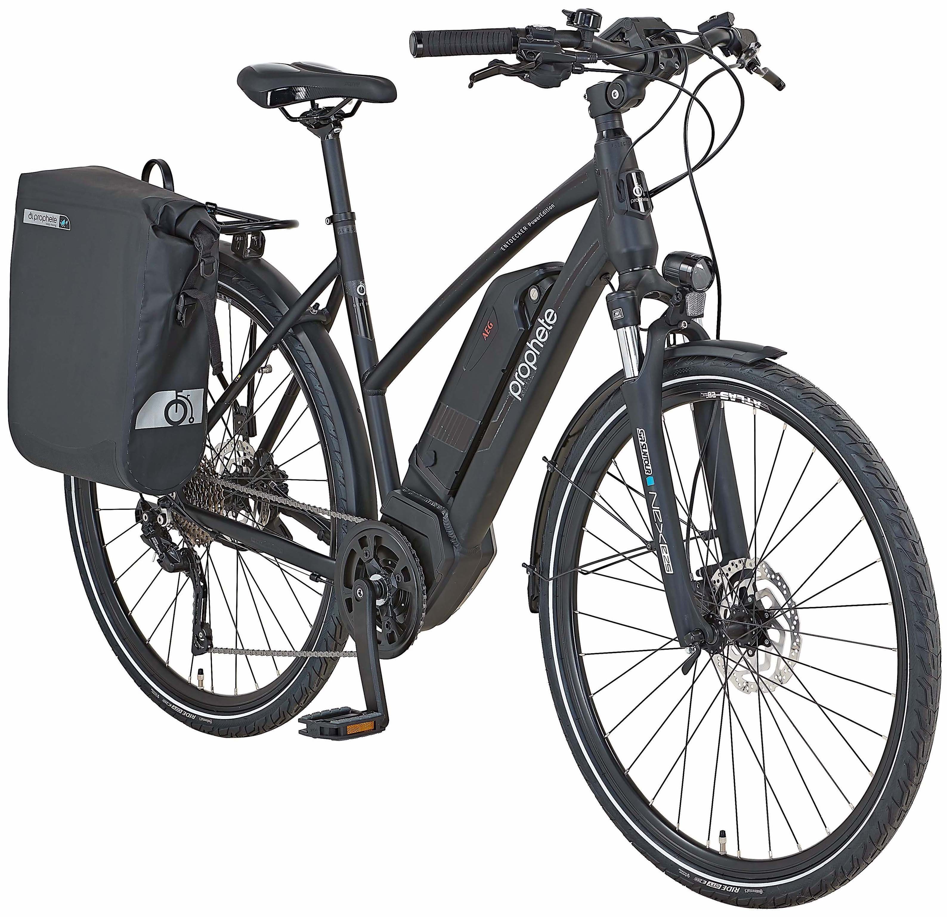 Prophete E-Bike Entdecker PowerEdition, 10 Gang Shimano Deore Schaltwerk, Kettenschaltung, Mittelmotor, 672 Wh Akku, (mit Seitentasche)