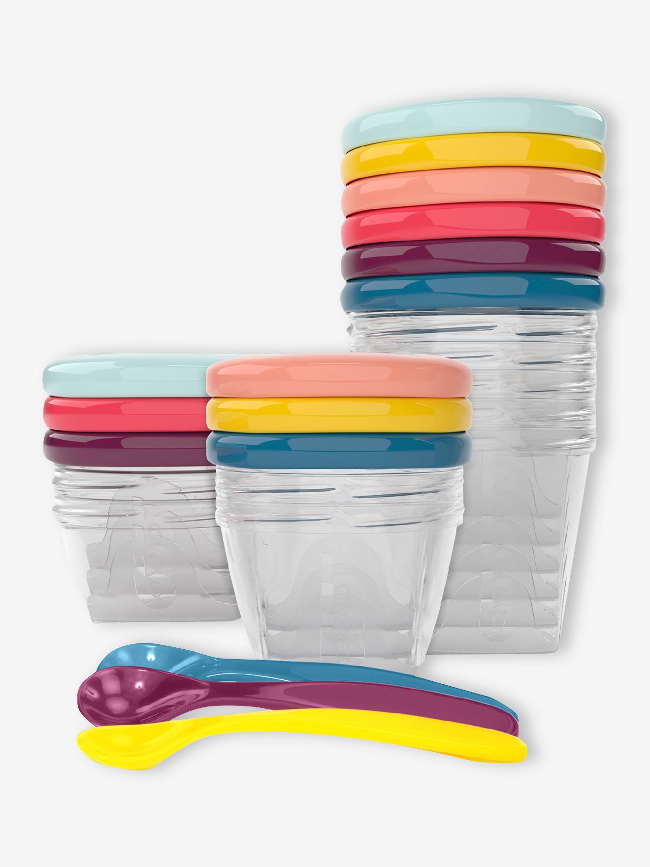 Ensemble de 12 boîtes hermétiques + 3 cuillères souples BABYMOOV Babybols Multi Set multicolore