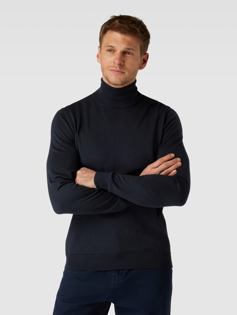 Strickpullover mit Rollkragen Modell 'San Thomas' in marineblau