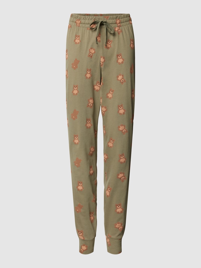 Pyjama-Hose mit Allover-Print in khaki
