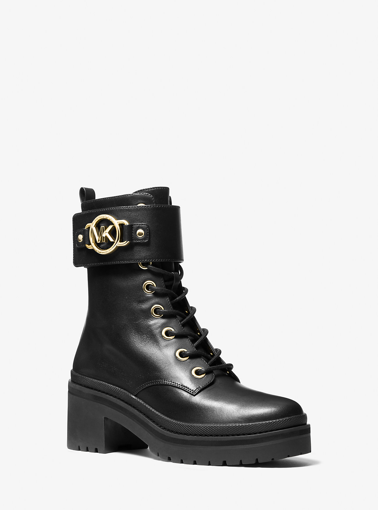 Rory Leather Combat Boot - BLACK