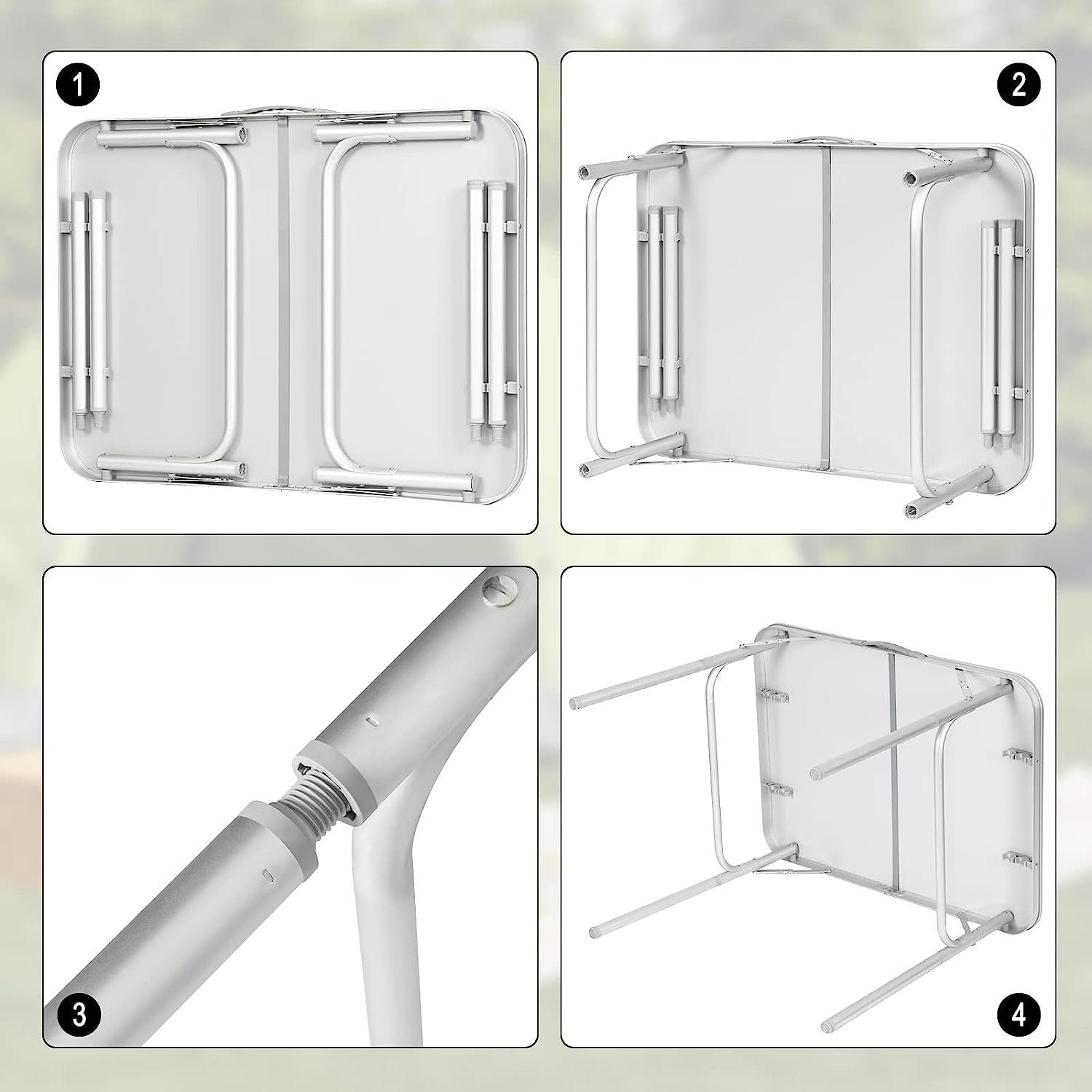 Woltu Campingtisch, Gartentisch tragbar, Reisetisch klappbar, aus Alu, MDF