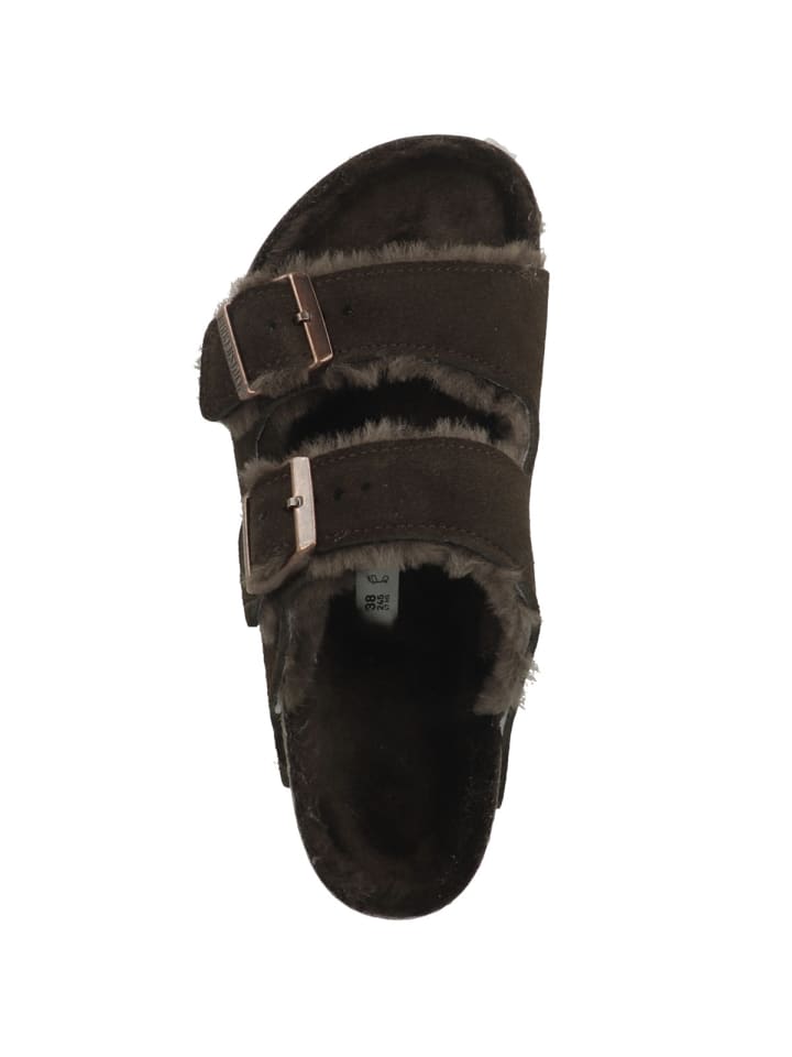 Birkenstock Clogs Arizona Lammfell Veloursleder normal in dunkelbraun günstig kaufen 36
