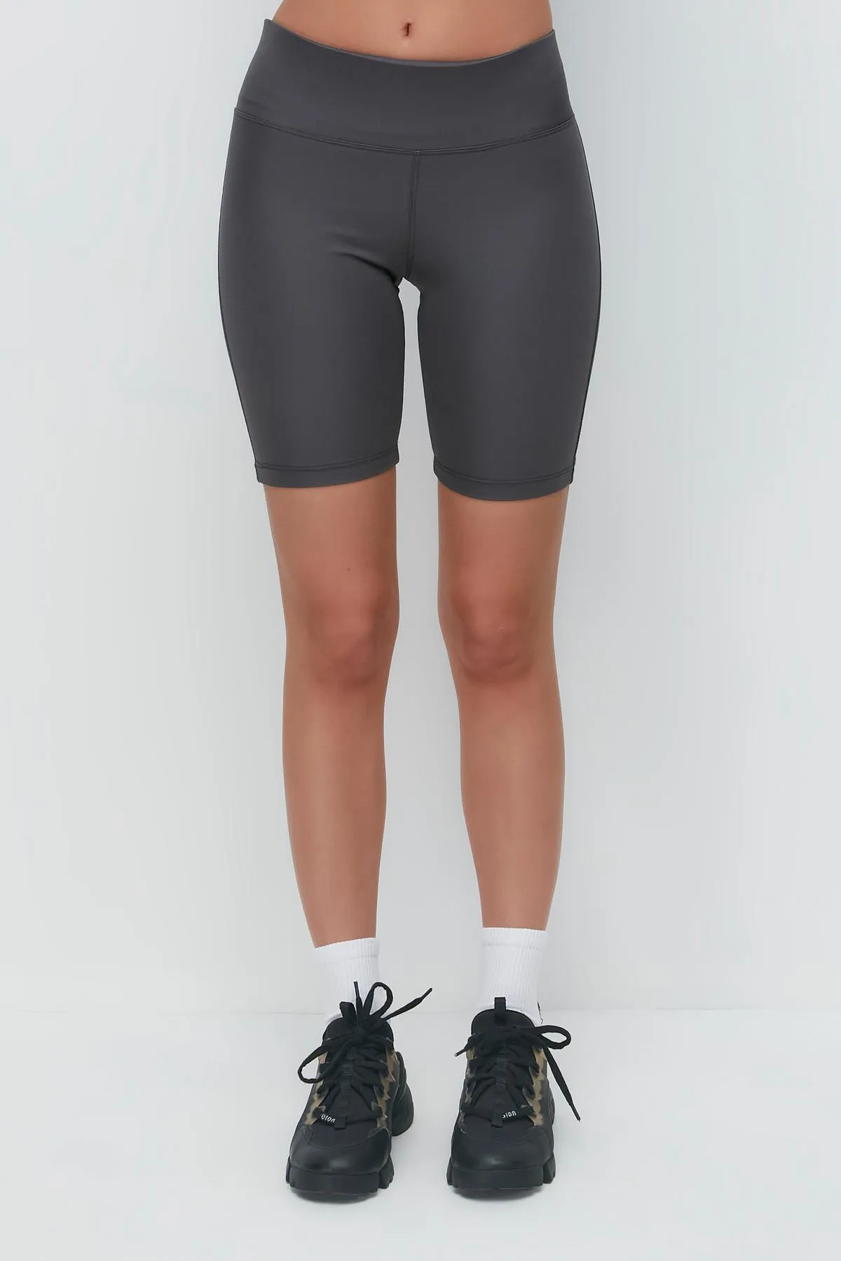 C&City  Pop-Up-Sportshorts mit hoher Taille, Leggings 9410, geräuchert