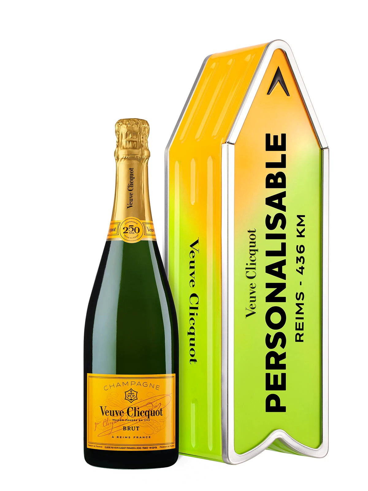 Veuve Clicquot Yellow Label personalisierbarer Arrow in grünem Farbverlauf