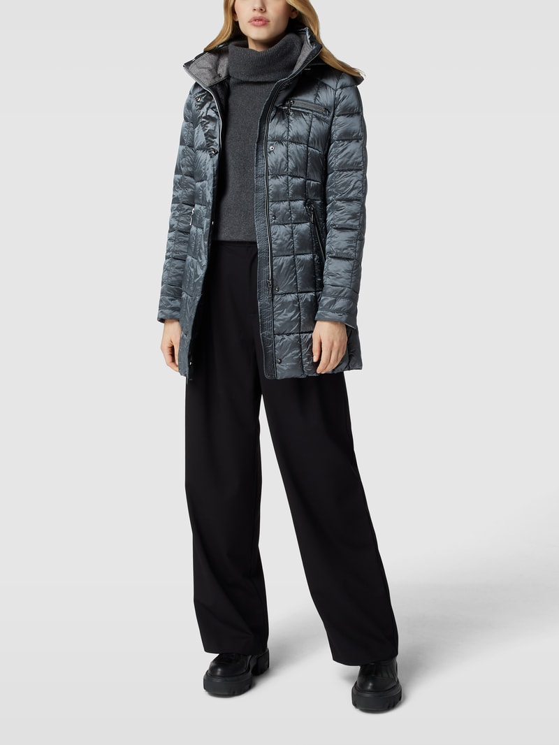 Steppjacke mit abnehmbarer Kapuze in blau
