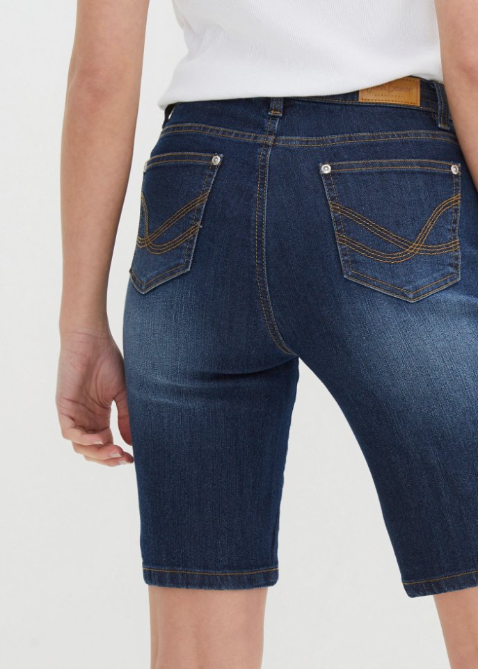 Komfort-Stretch-Jeans -Bermuda mit Bindeband