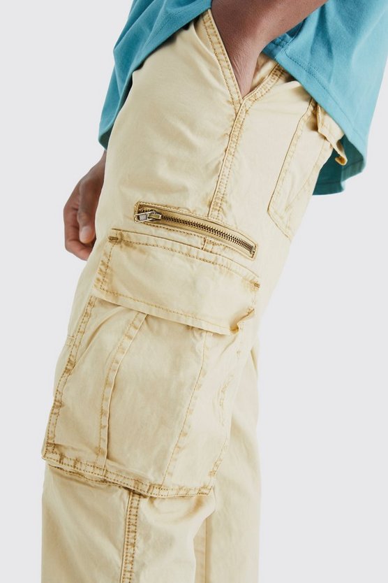 Slim-Fit Cargo-Hose mit Acid-Waschung und Reißverschluss