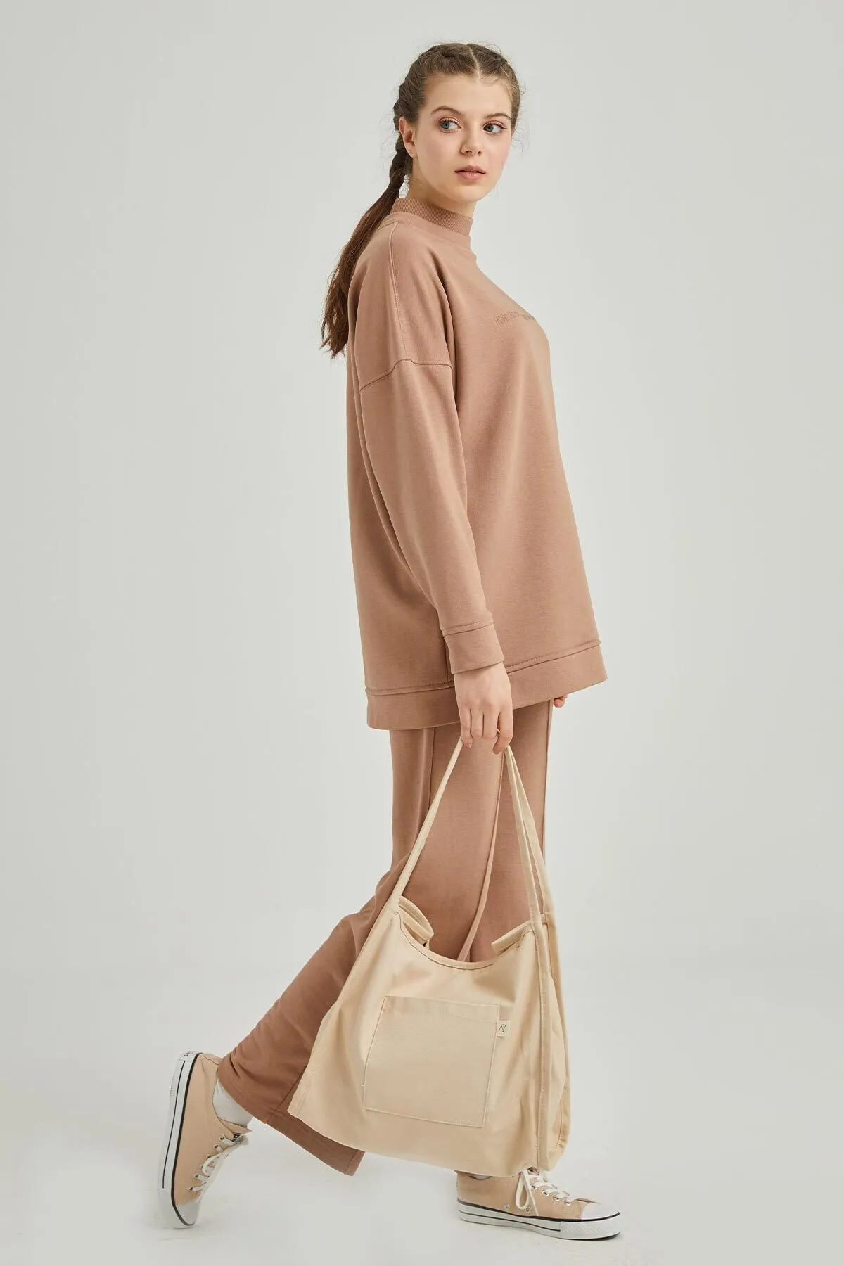 Manuka  Beigefarbene Canvas-Tasche für Damen