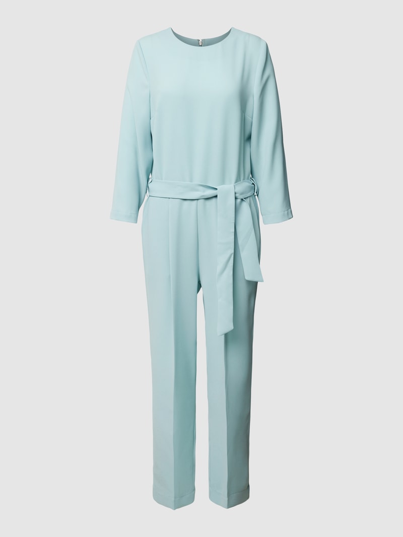 Jumpsuit mit Bindegürtel in helltürkis