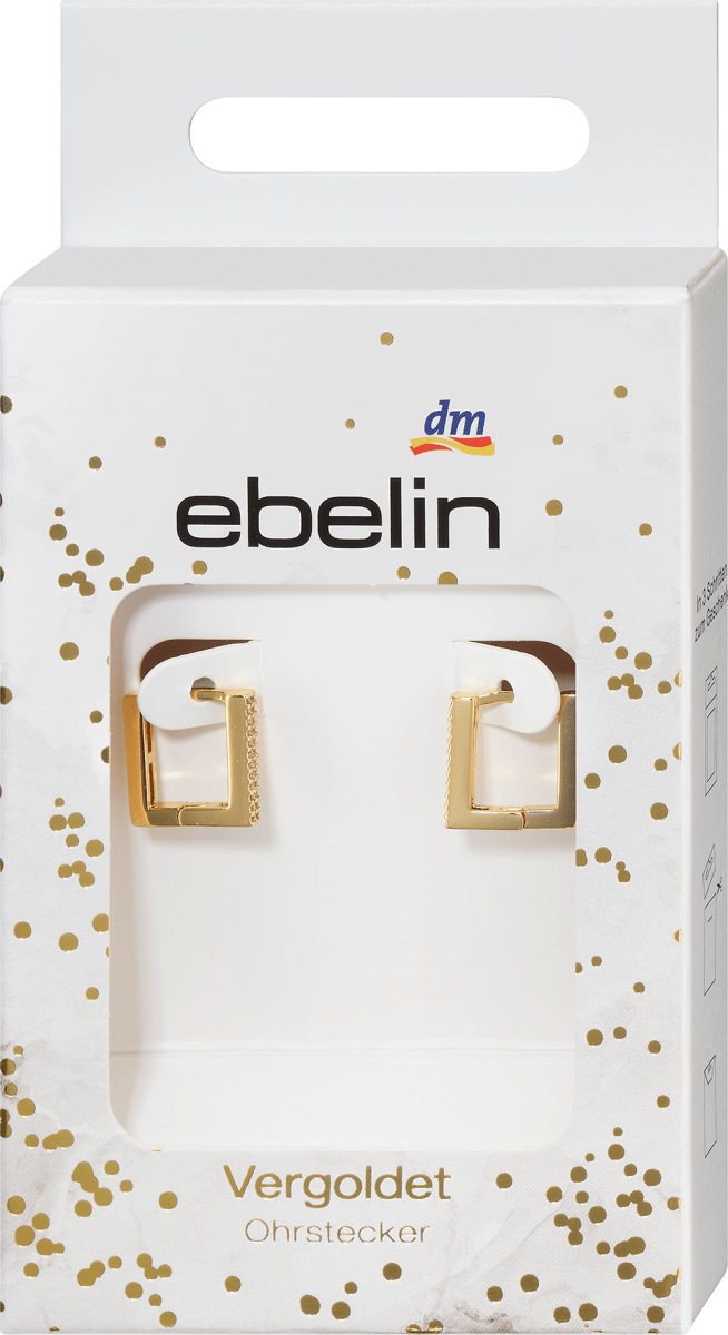 Creolen viereckige Form mit Zirkoniasteinen / vergoldeter Modeschmuck, 2 St