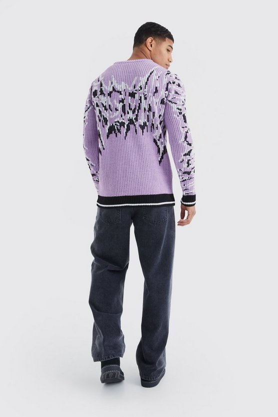 Gerippter Pullover mit Gothic-Print