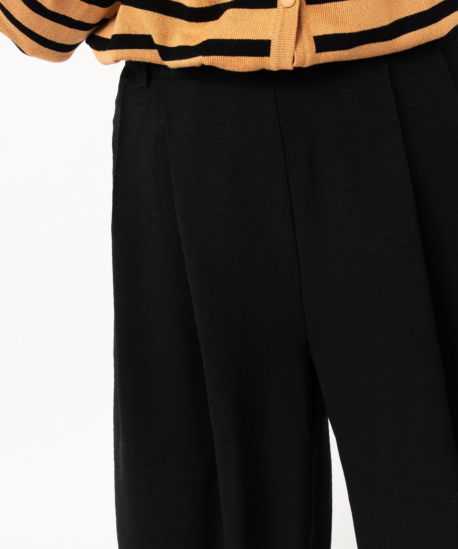 Pantacourt large en toile fluide femme noir | GEMO