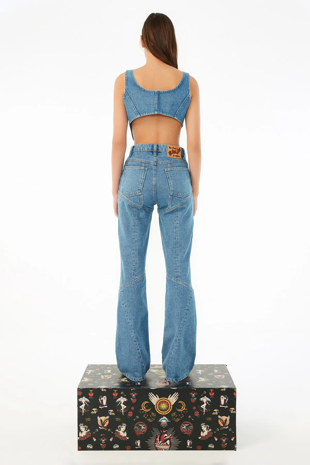 Trendyol Collection  X Zeynep Tosun Blue Denim Bustier mit Bindedetail TPRSS22BS0047