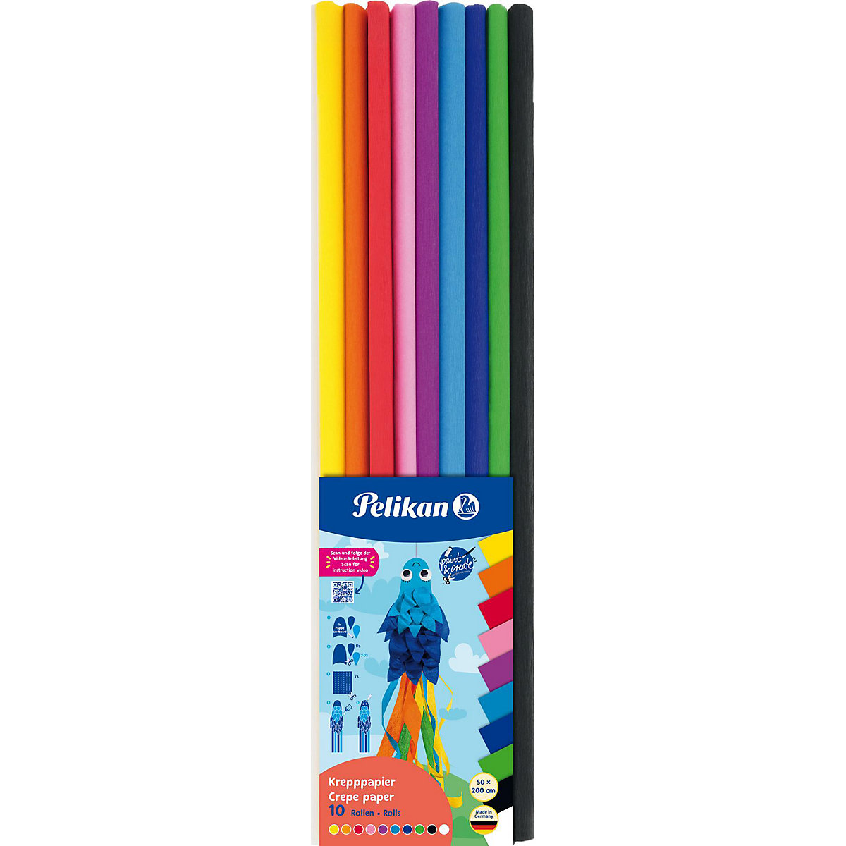 Krepppapier, 10 Farben