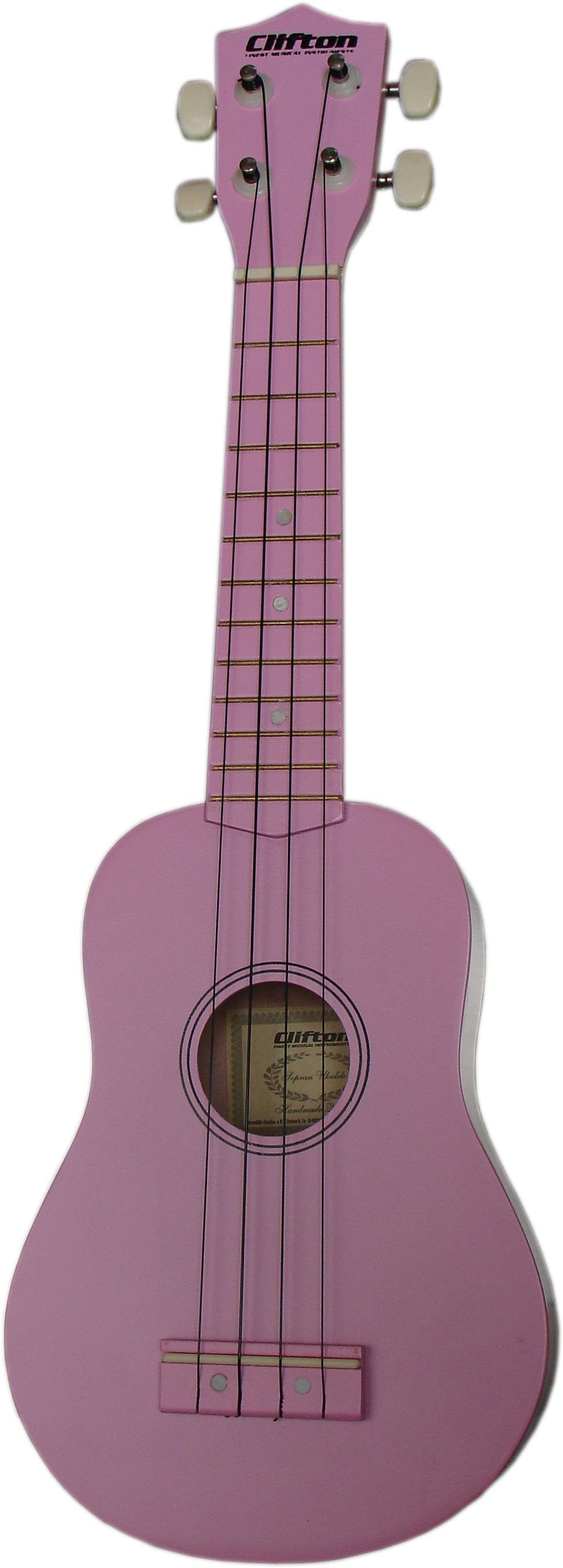 Clifton Ukulele Sopran Ukulele mit Buch und CD, rosa