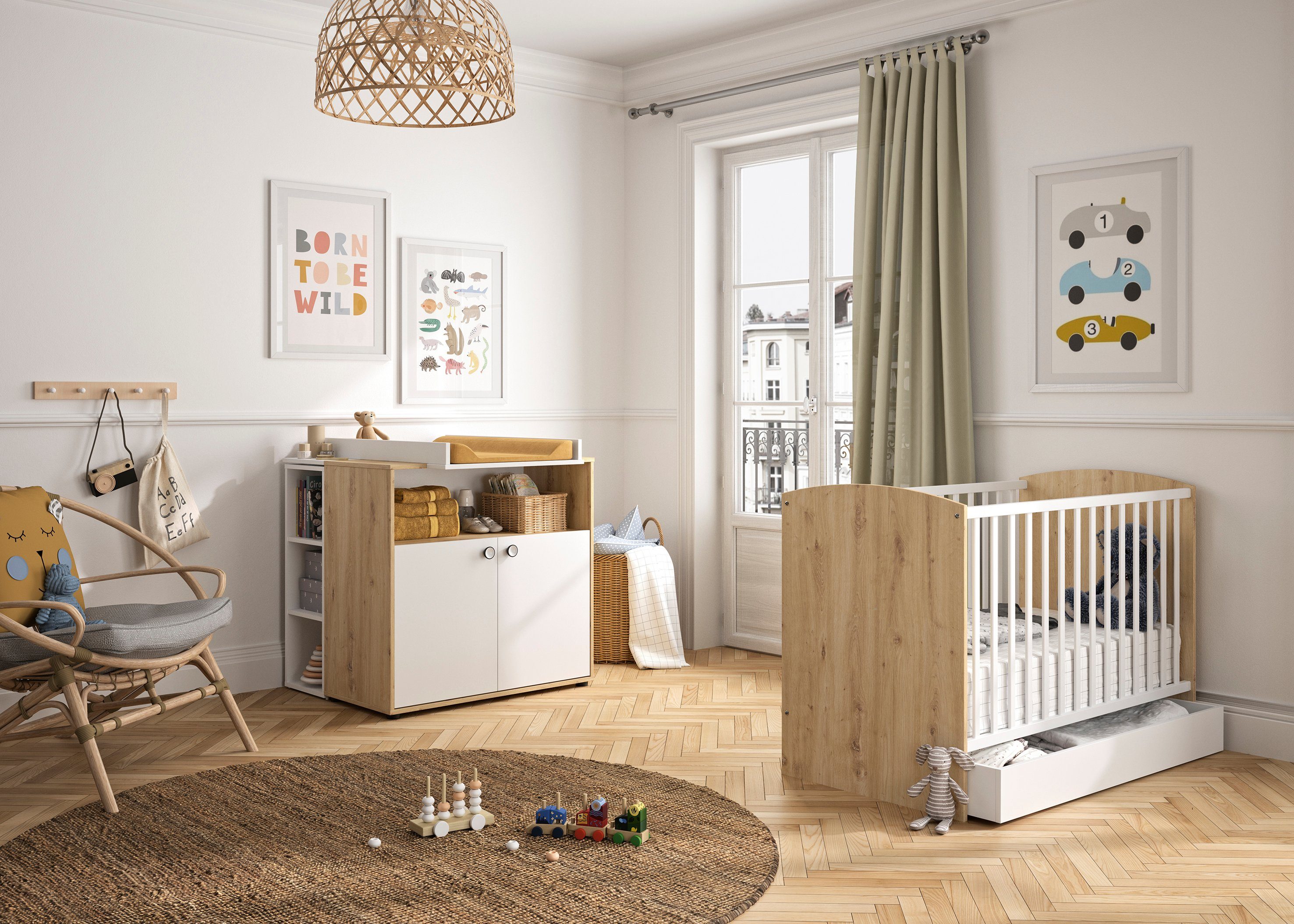 Galipette Bettschubkasten Arthur (1 St), Schublade mit Rollen für das Babybett