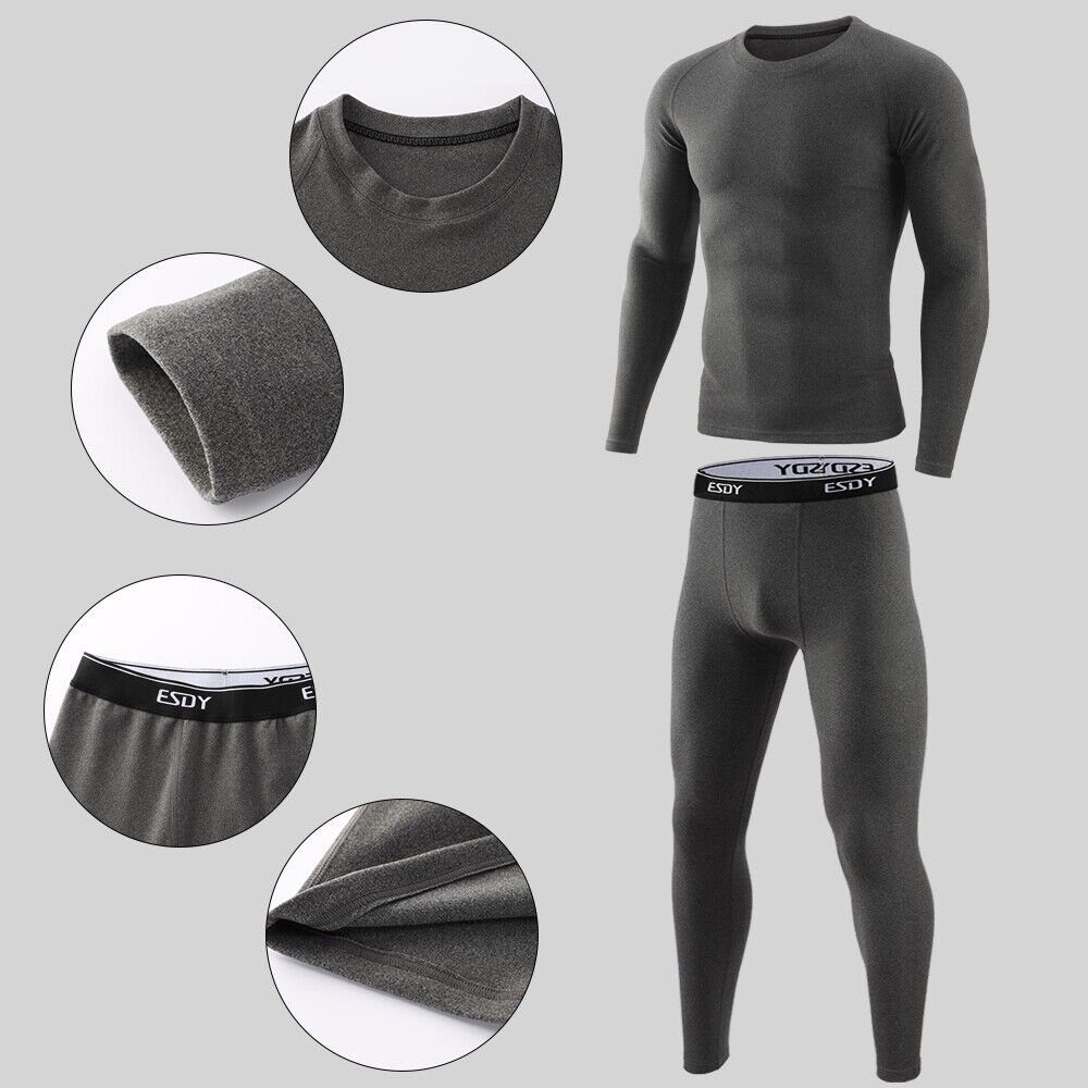MEETYOO Thermounterhemd Herren Fleece Funktionsunterwäsche Set (Funktionsunterwäsche Skiunterwäsche Set, Lange Thermohemd Unterhose) Lange Unterhosen Kompressionsanzug