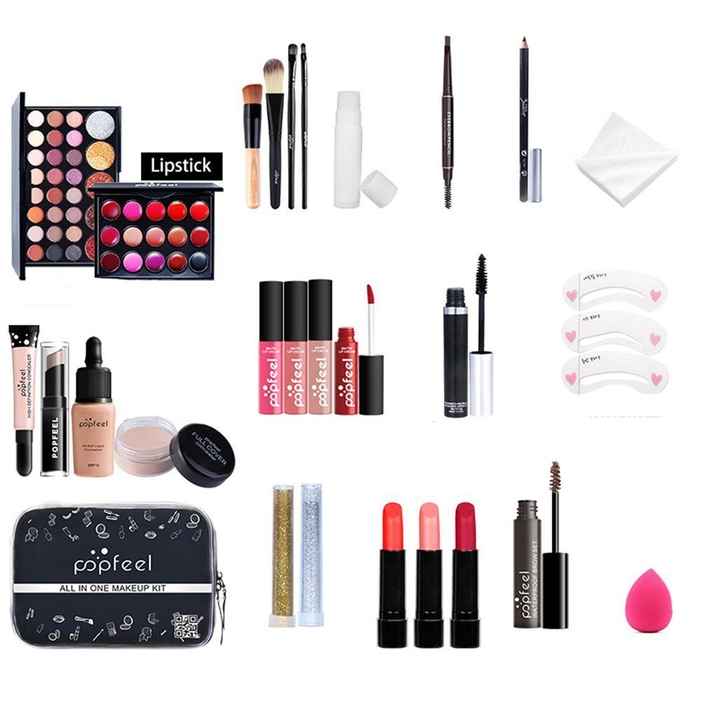 Scheiffy Make-up Set 27-teiliges Einsteiger Schminkset, Schminkset Geschenkset, leichtes Schminkset Komplettset, Must Have Set für Makeup-Trägerinnen