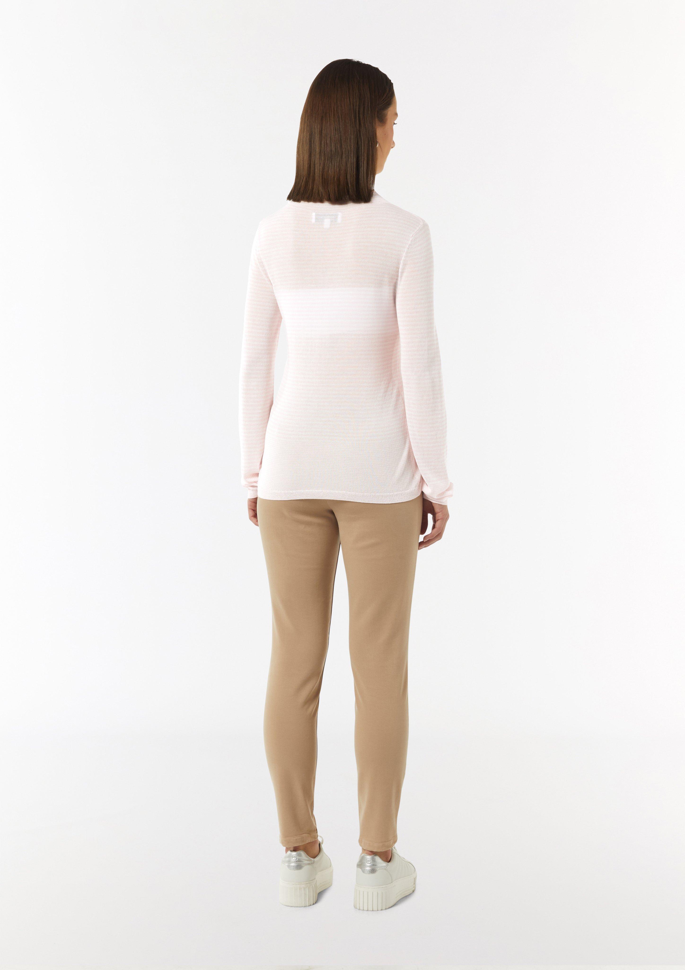 Leichter Strickpullover mit angedeutetem Stehkragen - pfirsich