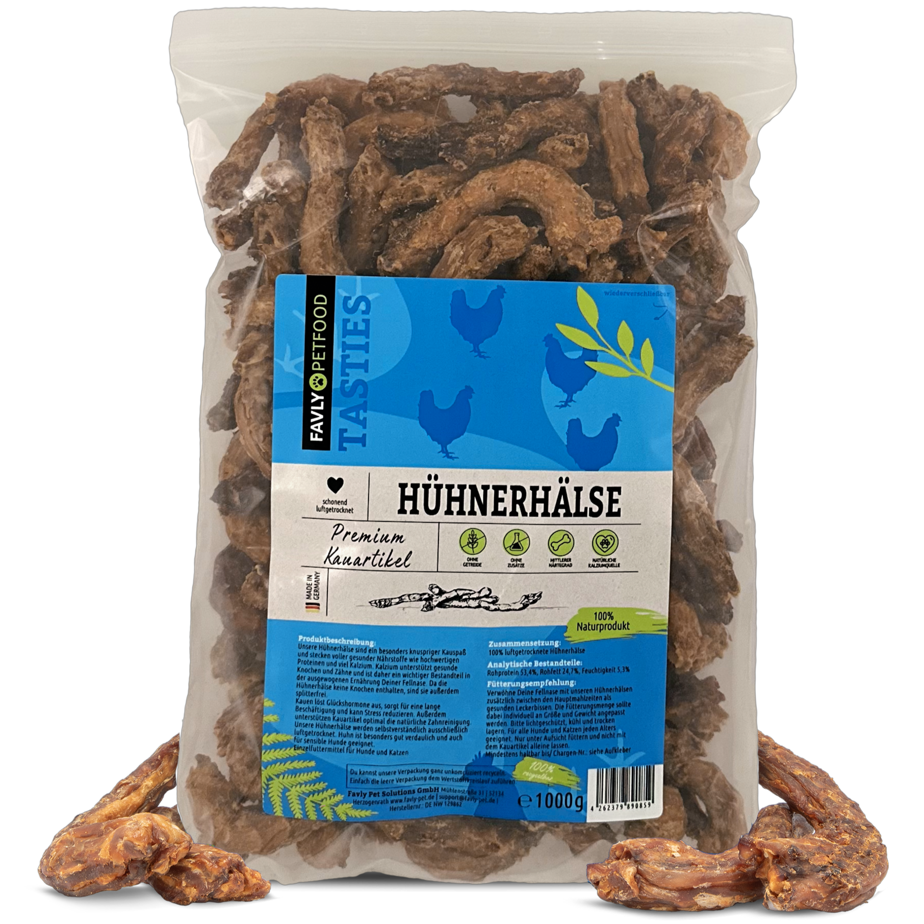 FAVLY Petfood Snacks FAVLY Petfood Hühnerhälse 1 kg
