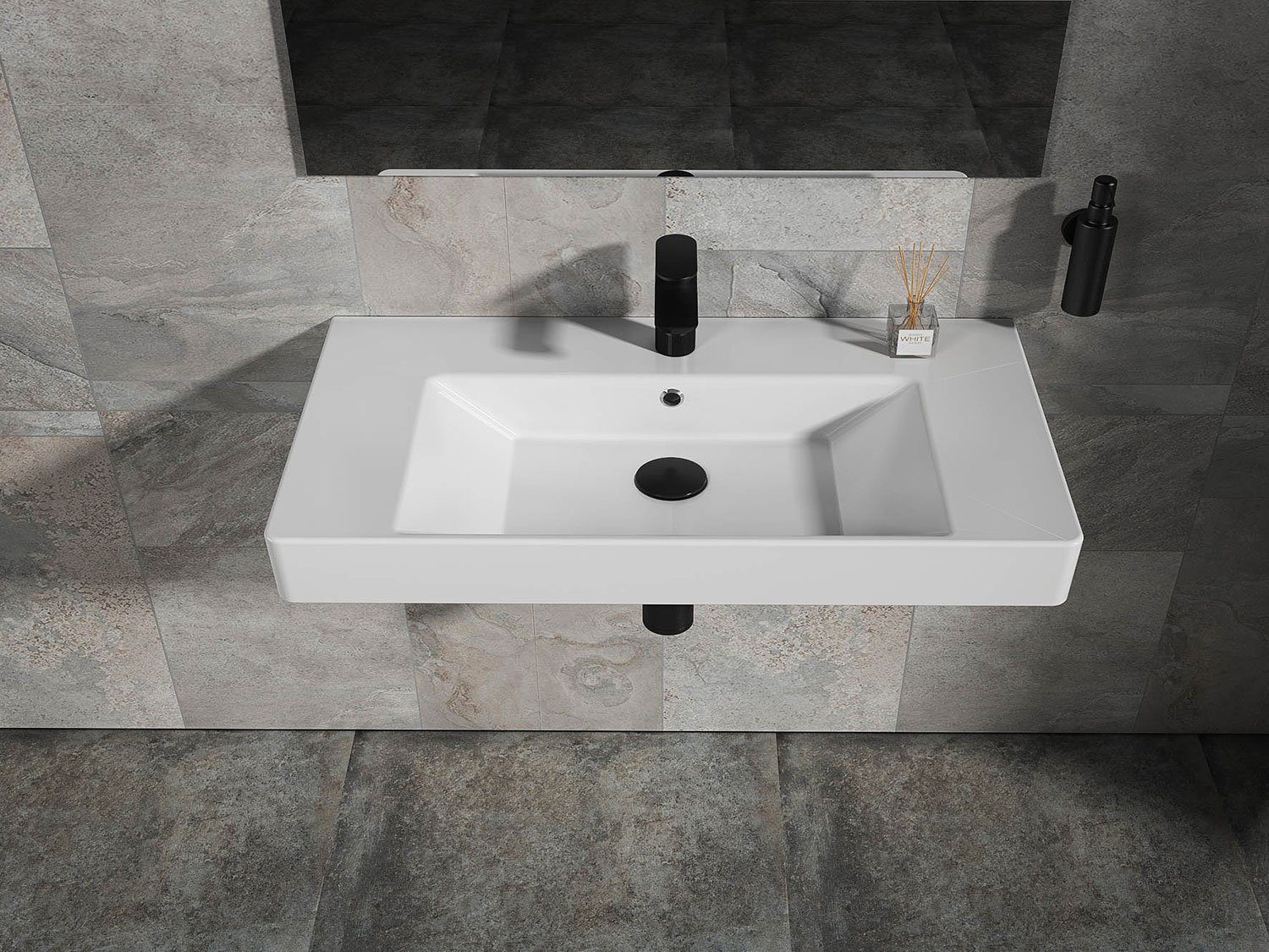 Aqua Bagno Waschbecken Design Waschbecken aus Keramik Waschtisch Hängewas (Packung)