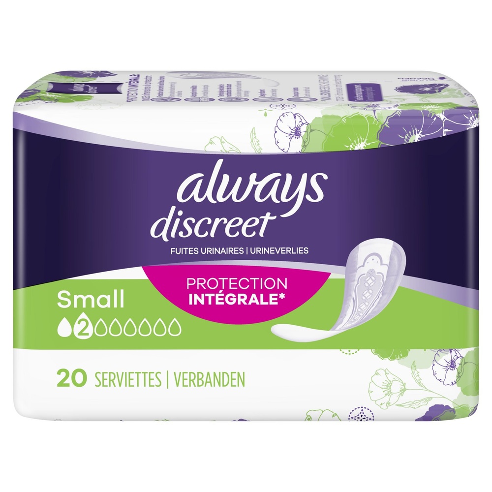 always Always Discreet Serviettes Pour Fuites Urinaires Small x20 Serviettes Pour Fuites Urinaires