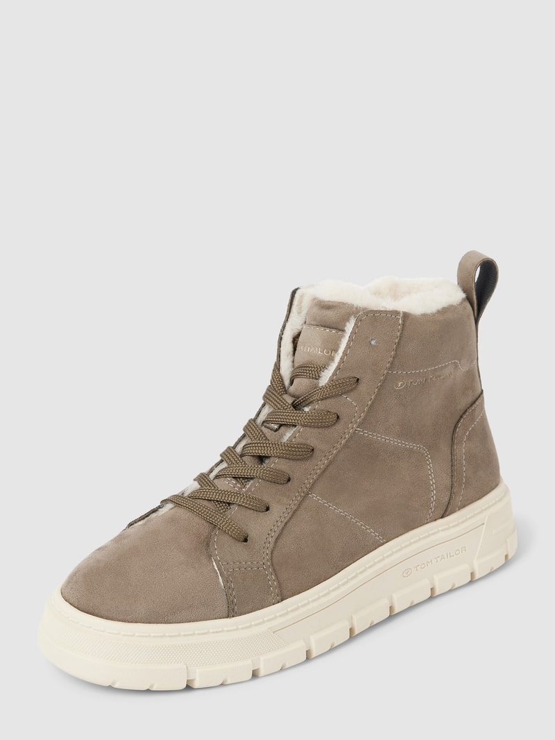 Sneaker mit Kunstfellbesatz in khaki