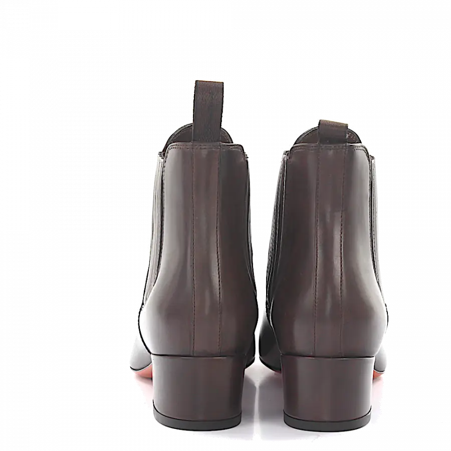 Santoni - Stiefeletten Glattleder Kalbsleder braun - braun