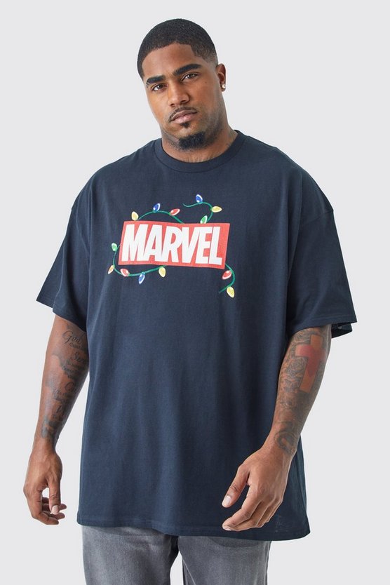 Plus Oversize T-Shirt mit lizenziertem Marvel Weihnachts-Print