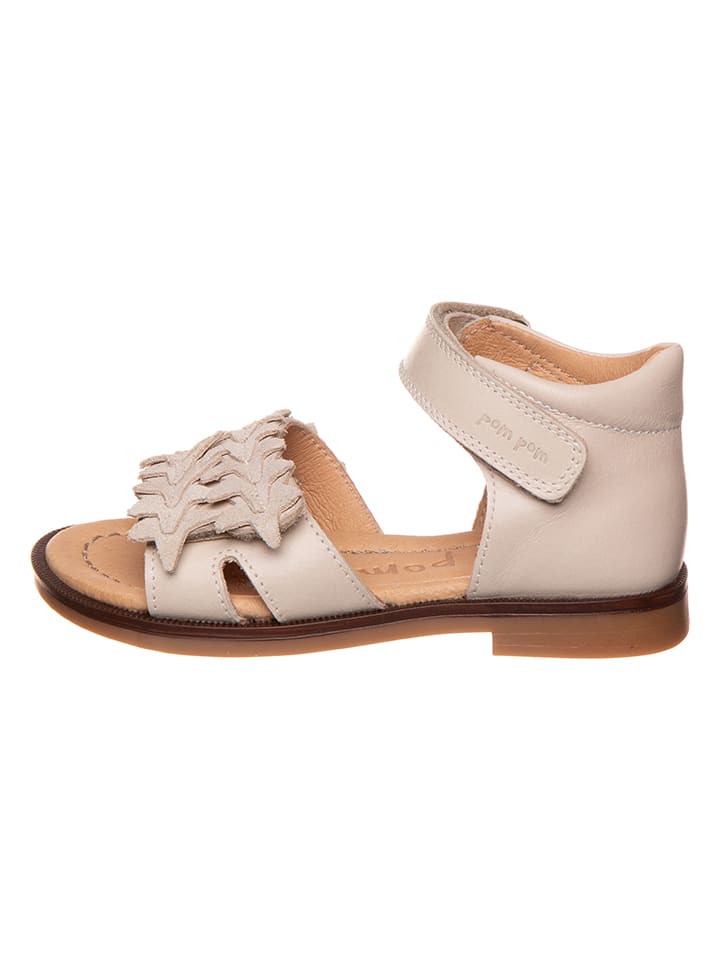 POM POM Leder-Sandalen in Beige günstig kaufen