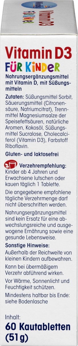 Vitamin D3 für Kinder, Kautabletten 60 St., 51 g