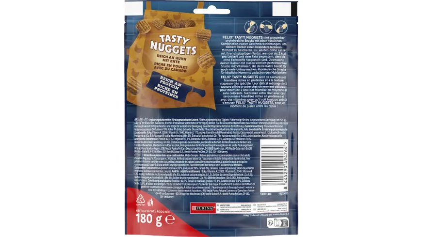 felix Tasty Nuggets Huhn mit Ente Katzensnacks 180 g