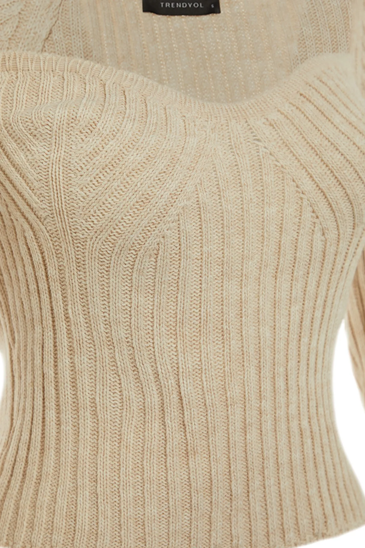 Trendyol Collection  Stone Crop Strickpullover mit Herzkragen TWOAW22KZ1760