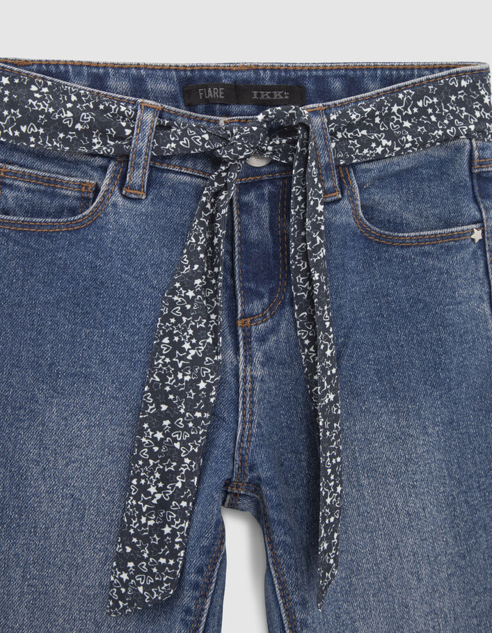 Jean FLARE bleu Waterless avec ceinture-foulard fille