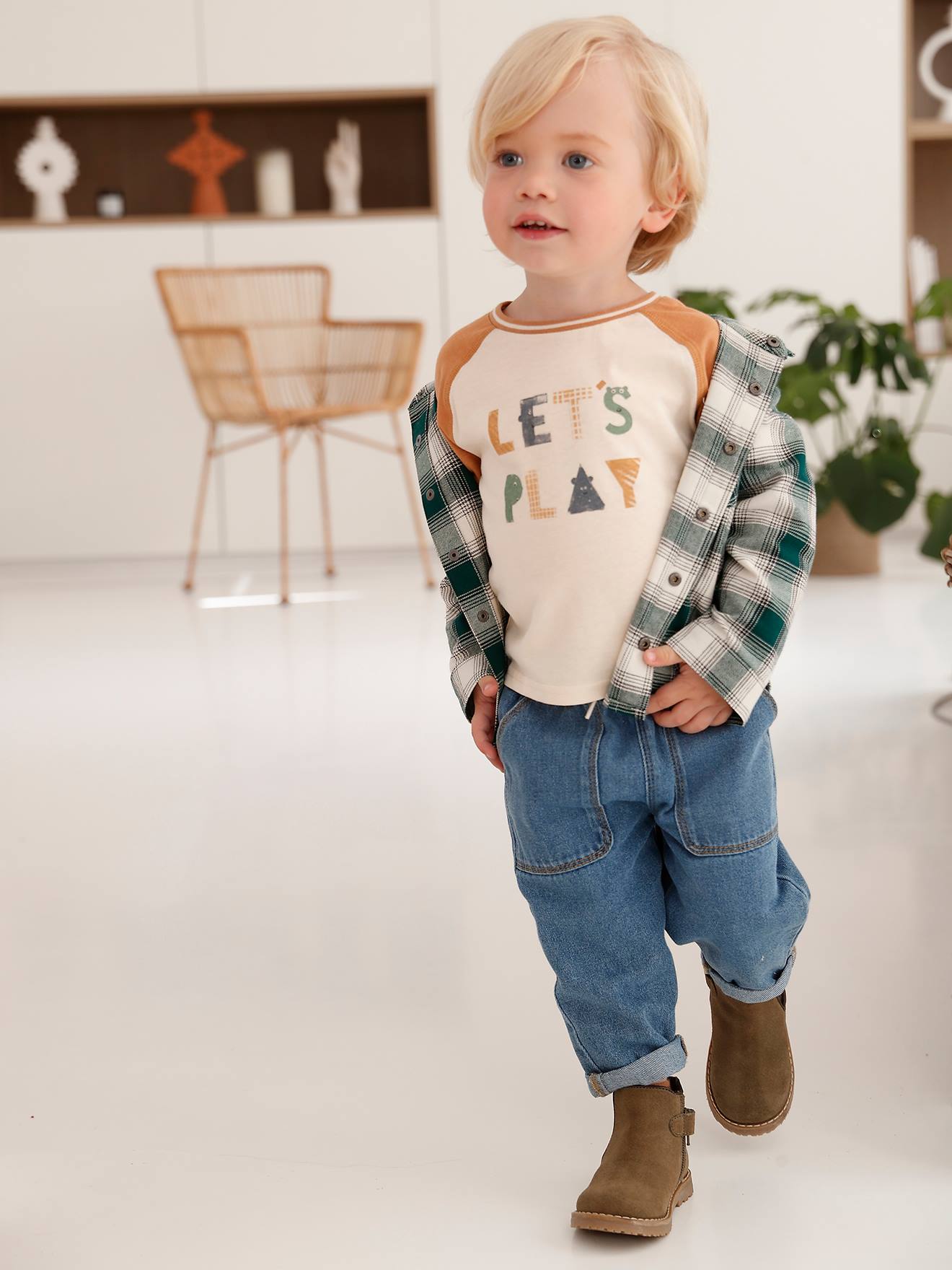 Chemise flanelle bébé à carreaux carreaux vert