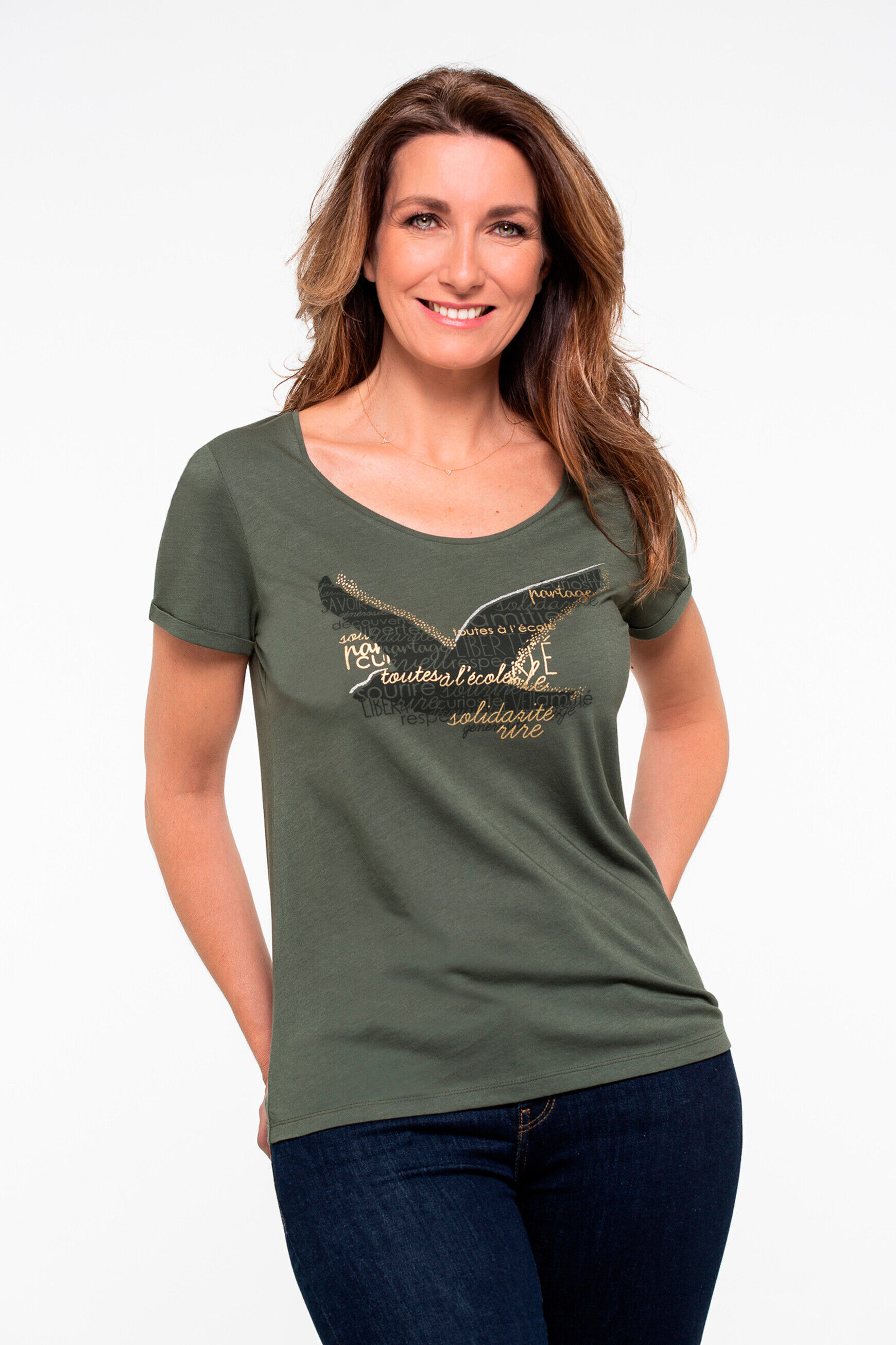 T-shirt Maddy vert kaki femme