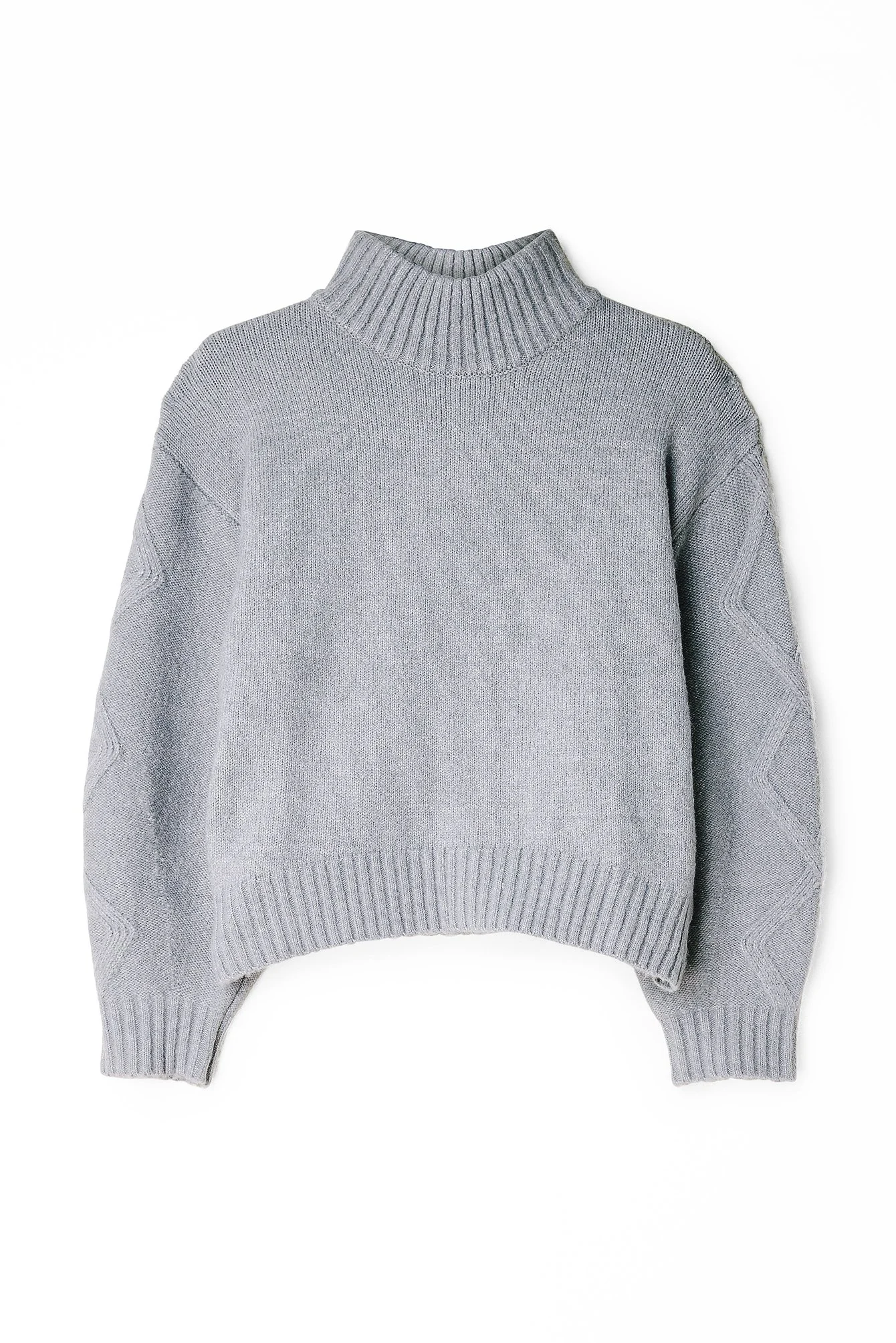 Strickpullover mit Zopfmuster und Rollkragen