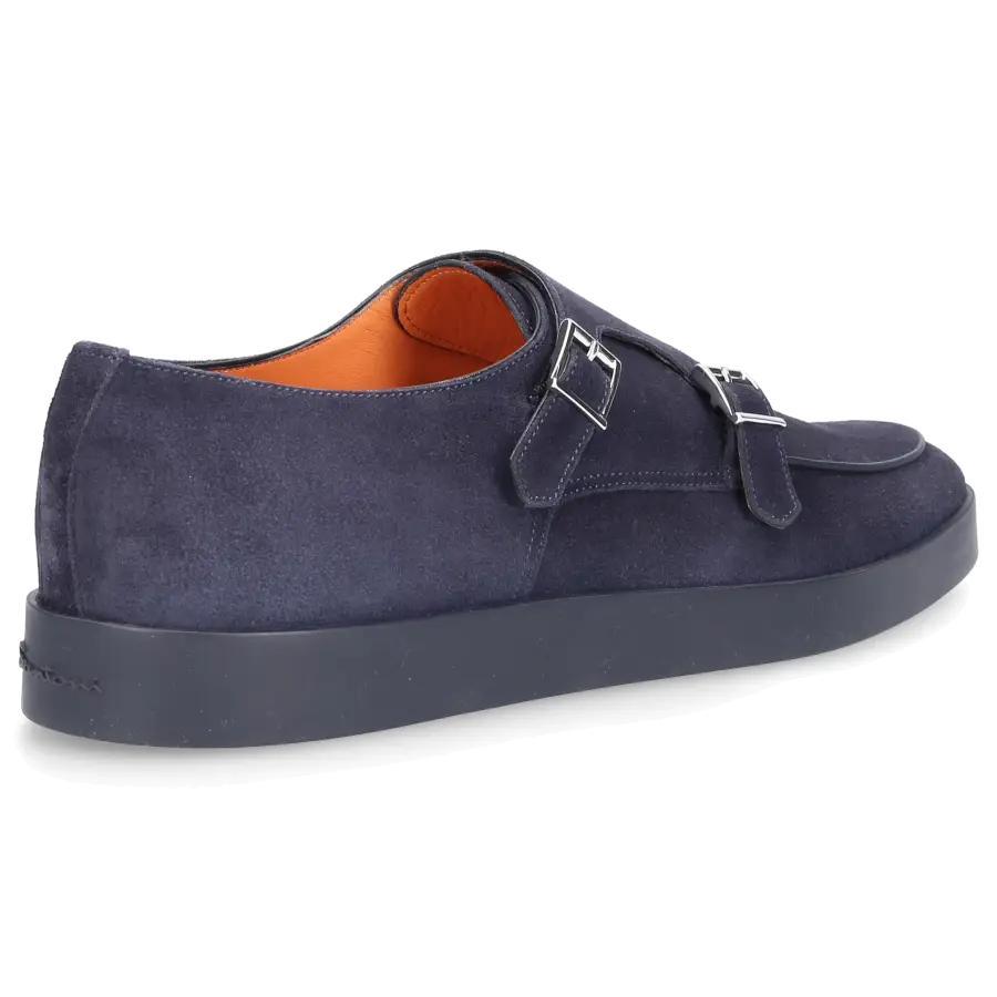 Santoni - Monk Schuhe 16384 Veloursleder - blau