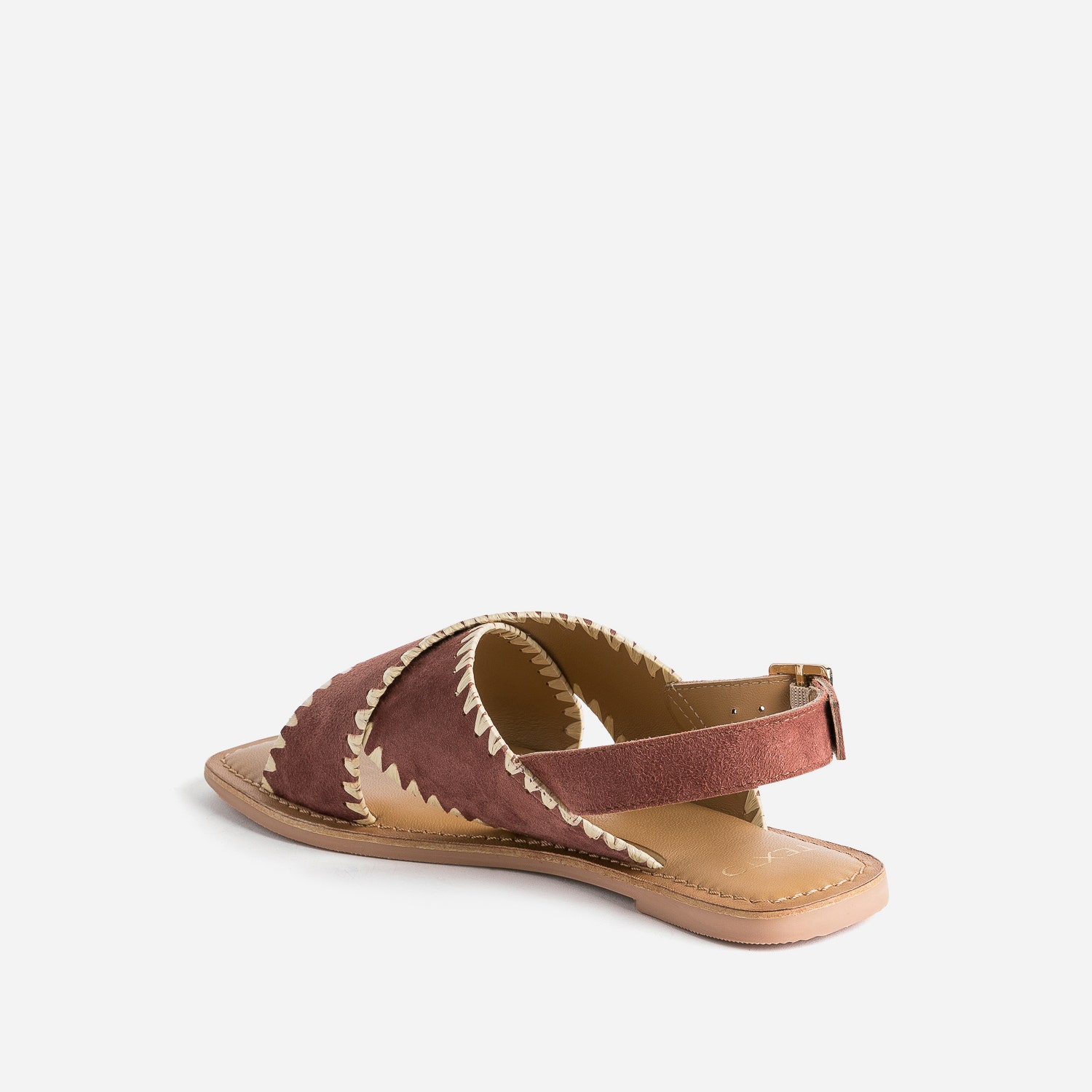 Sandale TEXTO terracotta cuir velours et tressage