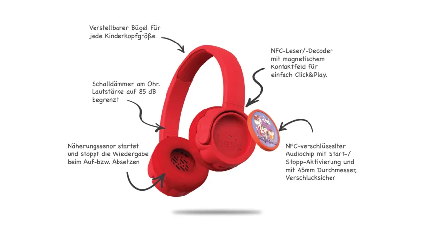 Kekz Kopfhörer Starterset mit Chip - pini rot