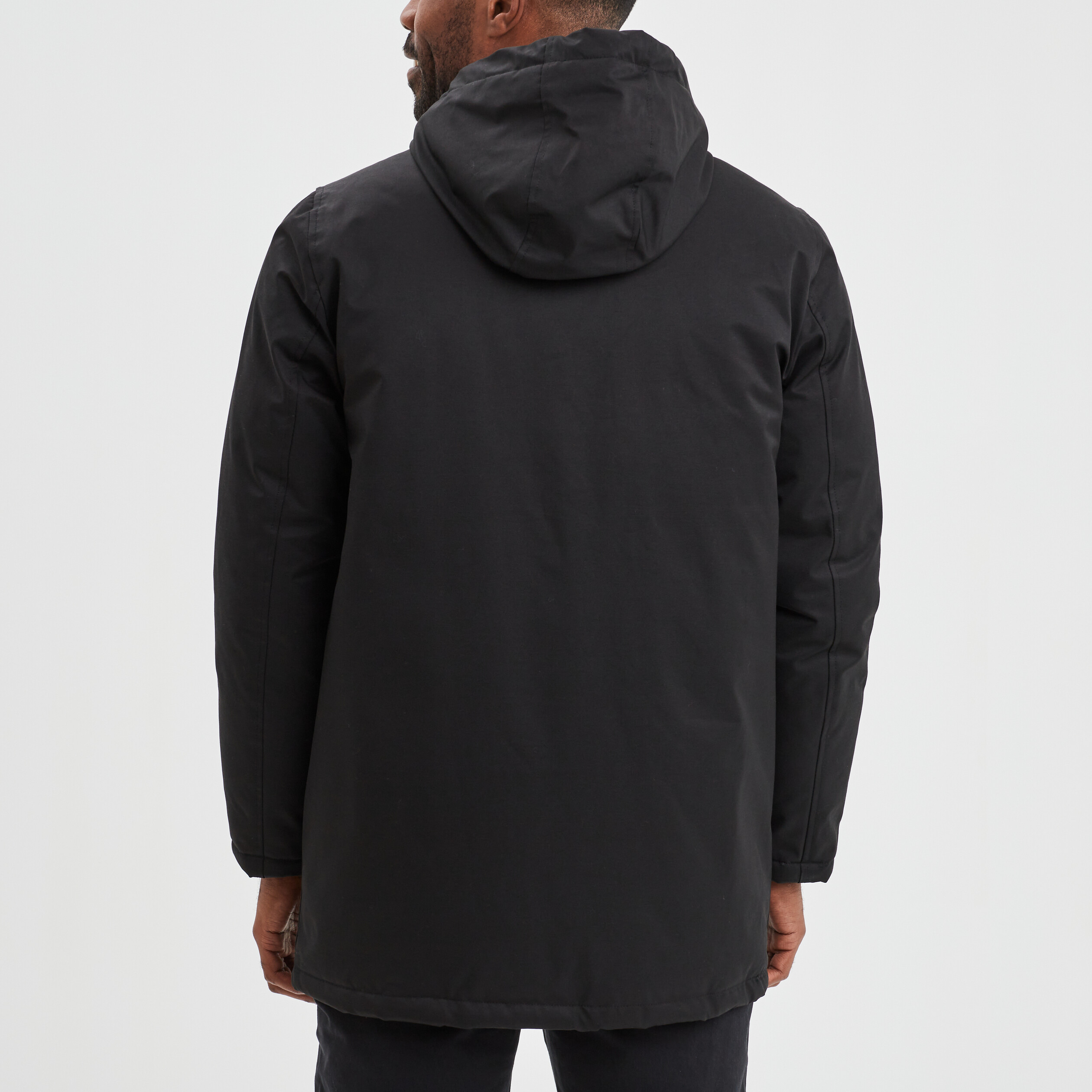 Parka mi-longue à capuche doublée noir homme | La Halle
