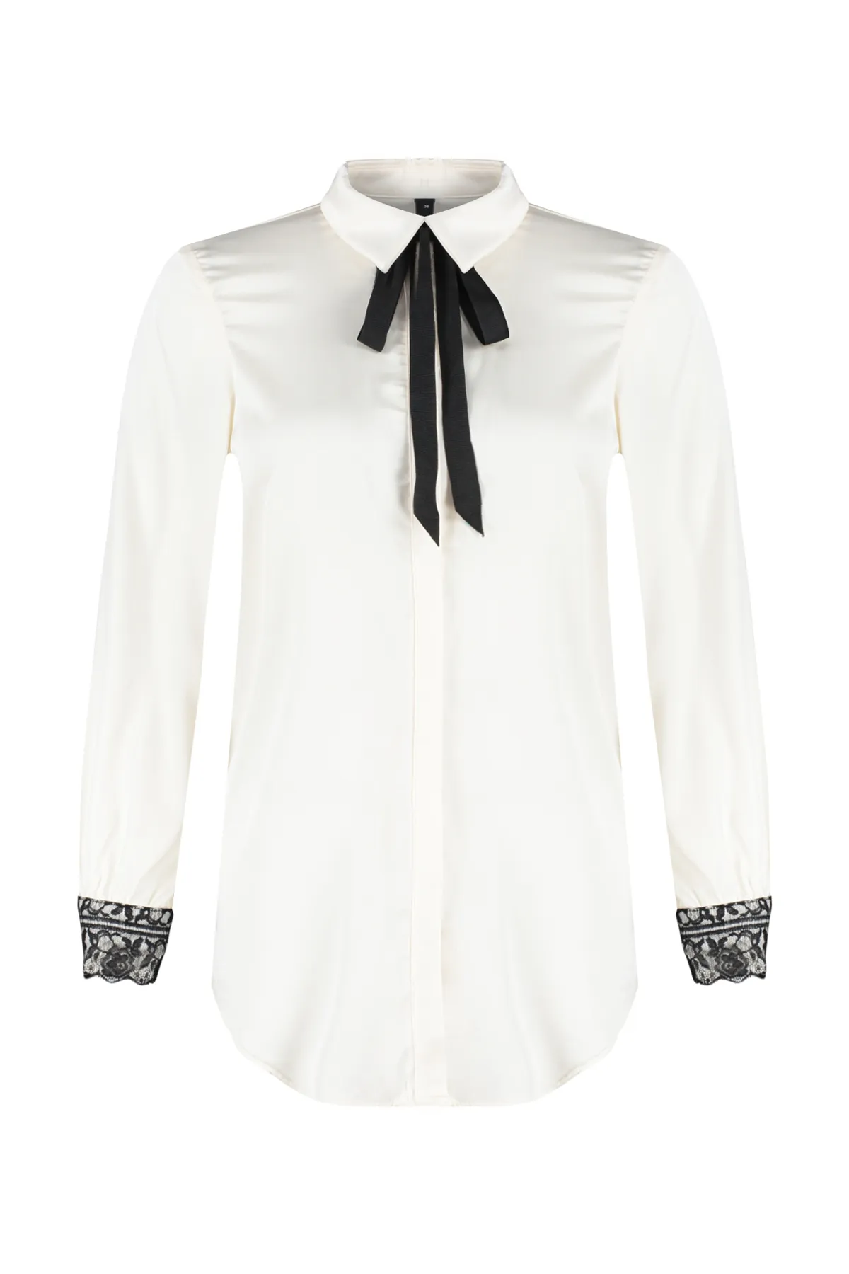 Trendyol Modest  Steinfarbenes, mit Spitzendetails verziertes Satin-Gewebehemd TCTSS24TG00024