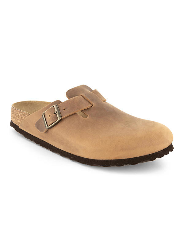 BIRKENSTOCK, Clogs Boston, Nubukleder geölt, Schmale Passform, cognac