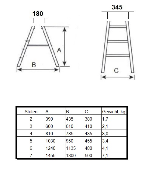 Vago-Tools Leiter Trittleiter Klappleiter zweiseitige Haushaltsleiter 2x7 Stufen