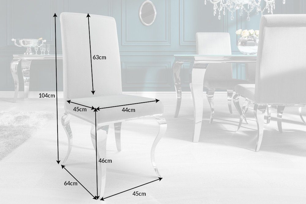 riess-ambiente Polsterstuhl MODERN BAROCK edel-grau / silber (Einzelartikel, 1 St), Esszimmer · Samt · Edelstahl
