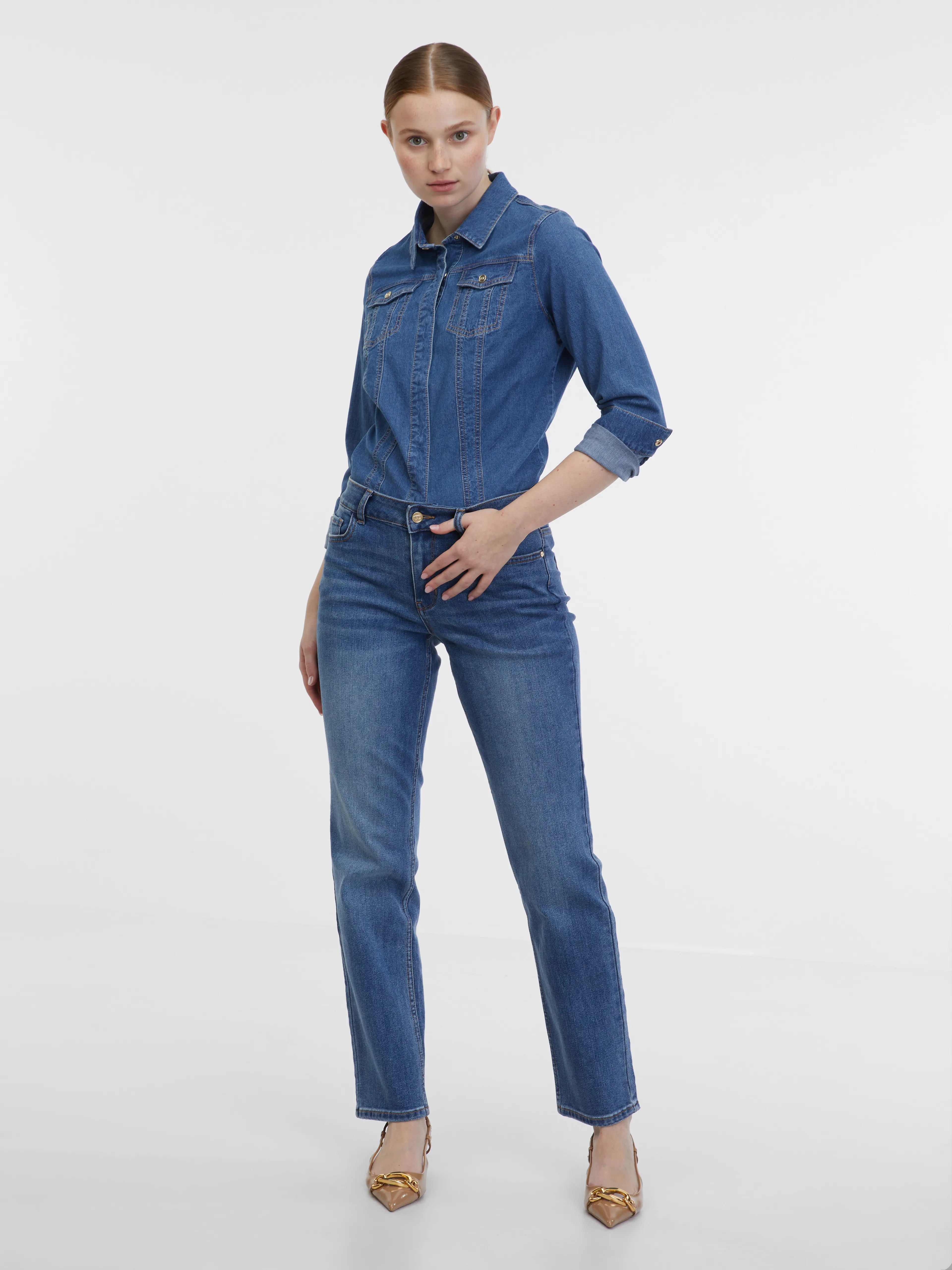 Blaues Damen-Jeanshemd ORSAY